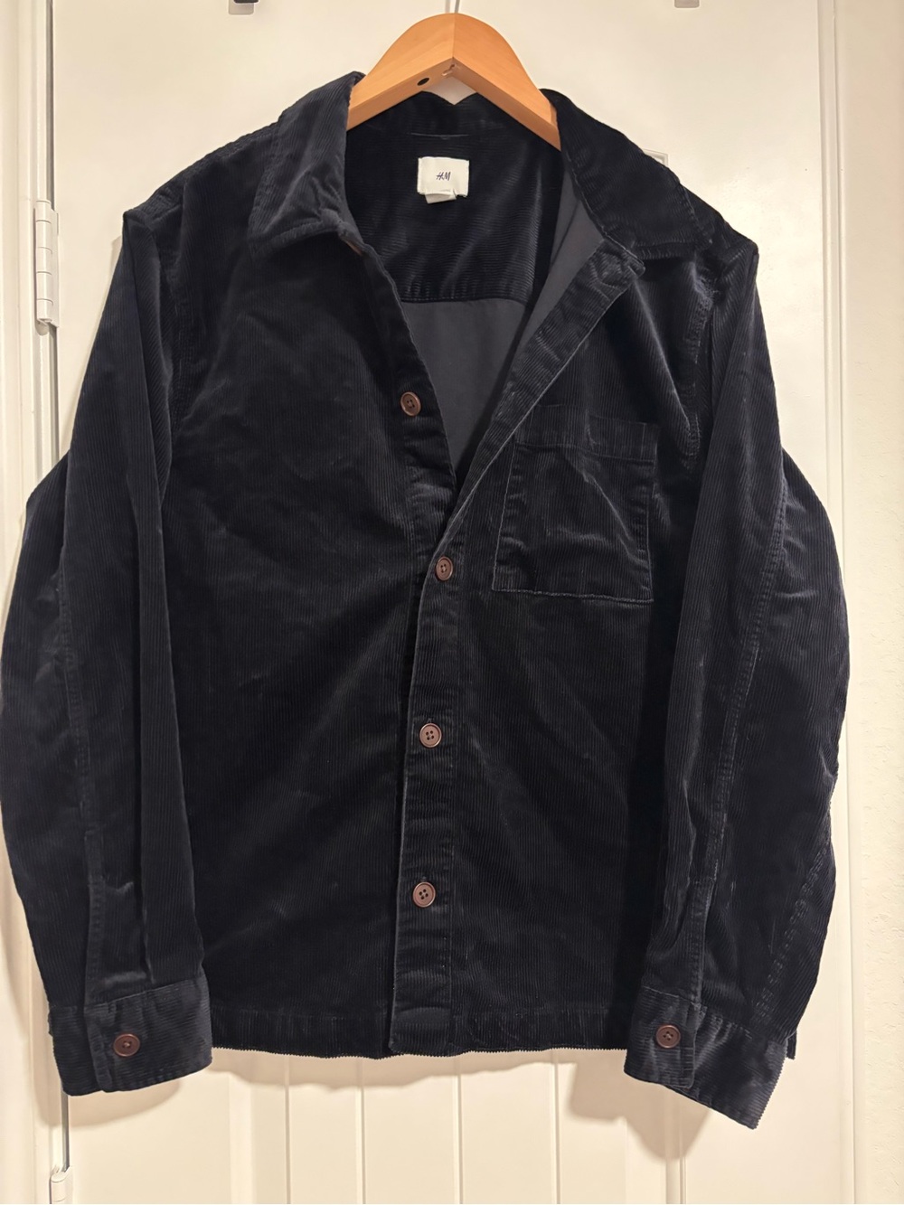 H&M Mens Navy Blue Corduroy Jacket L preppy dark academia